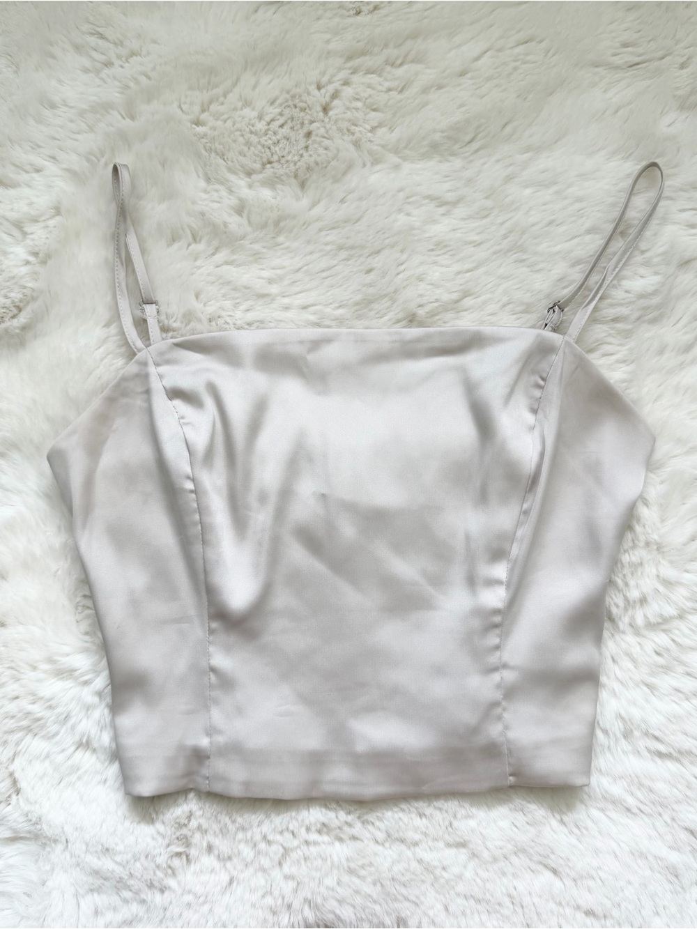 Women’s Cream Satin Square-Neck Cami Top